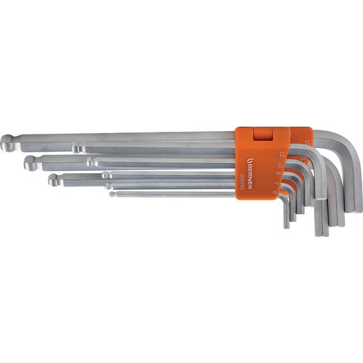 Hex key set 9 or 8 pieces with ball head, long